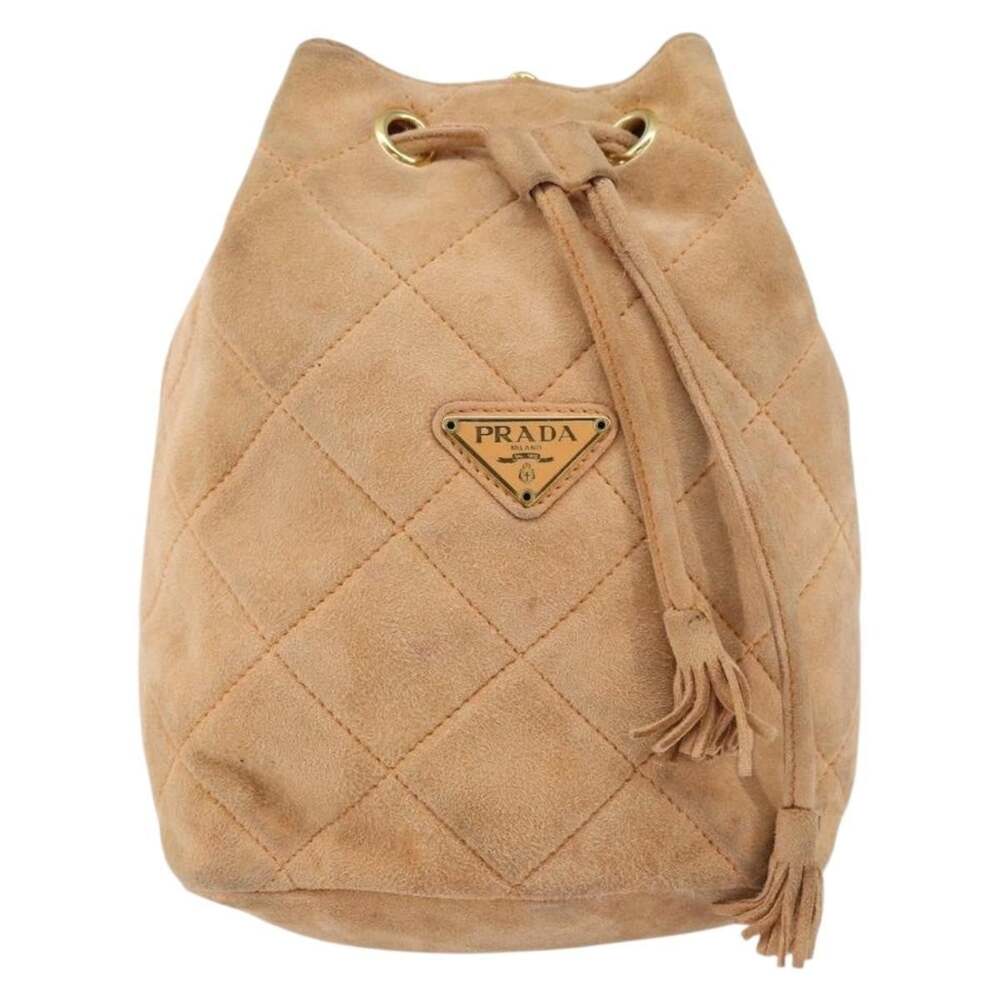 Prada Suede Chain Shoulder Bag Orange